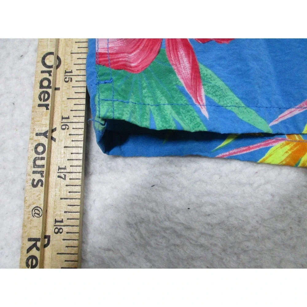 VTG Chaps Ralph Lauren Swim Trunks Mens Large Blue Tropical Floral Print‎ Nylon